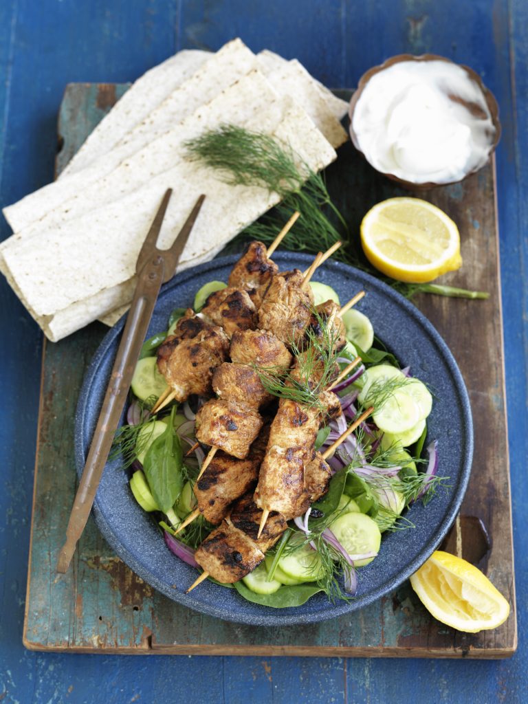 Chicken shawarma with cucumber and dill salad Chicken shawarma with cucumber and dill salad