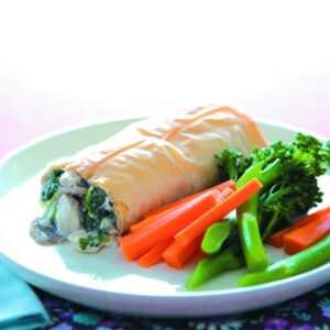 Chicken, tofu and mushroom parcels