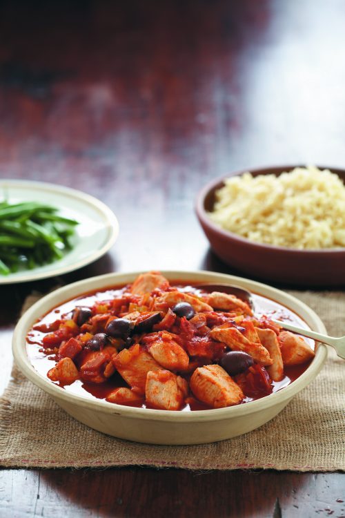 Chicken, tomato and olive casserole