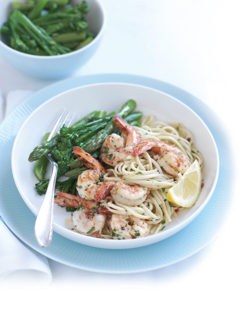 Chilli and lemon prawn linguine