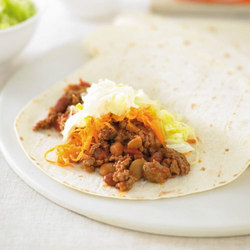 Chilli beef and bean burritos