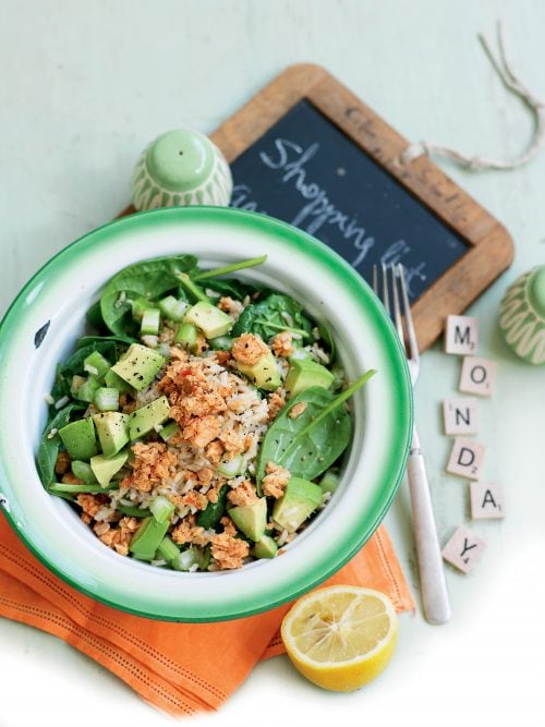 Chilli salmon and rice salad