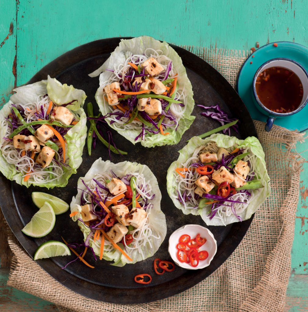 Chilli tofu and noodle lettuce wraps Chilli tofu and noodle lettuce wraps