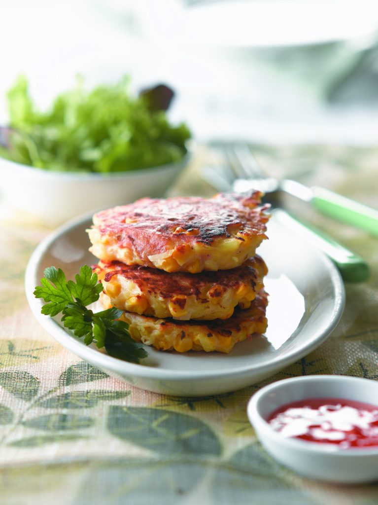 Chilli chicken and corn rosti Chilli chicken and corn rosti