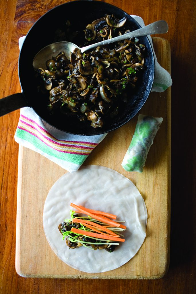 Chilli mushroom rice paper rolls Chilli mushroom rice paper rolls