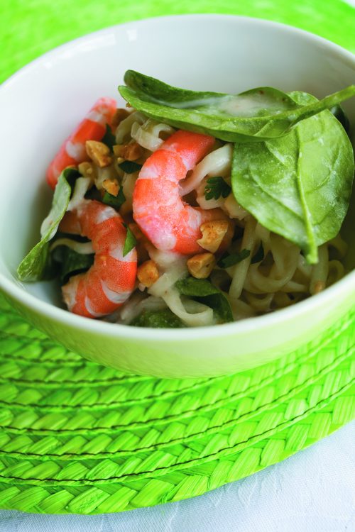 Chilli prawn noodles with coconut dressing