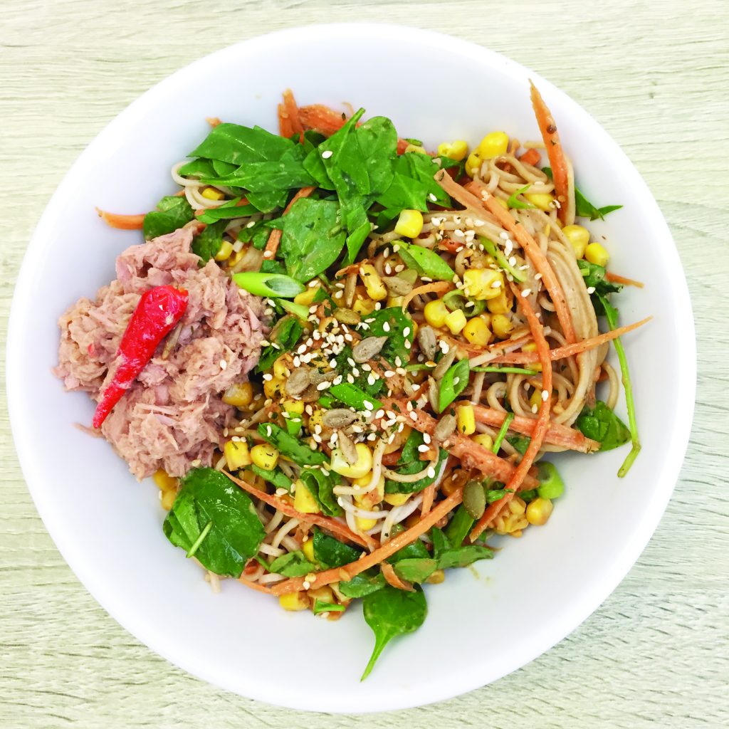 Chilli tuna noodles with miso peanut dressing Chilli tuna noodles with miso peanut dressing