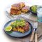 Corn and capsicum fritters with avocado smash