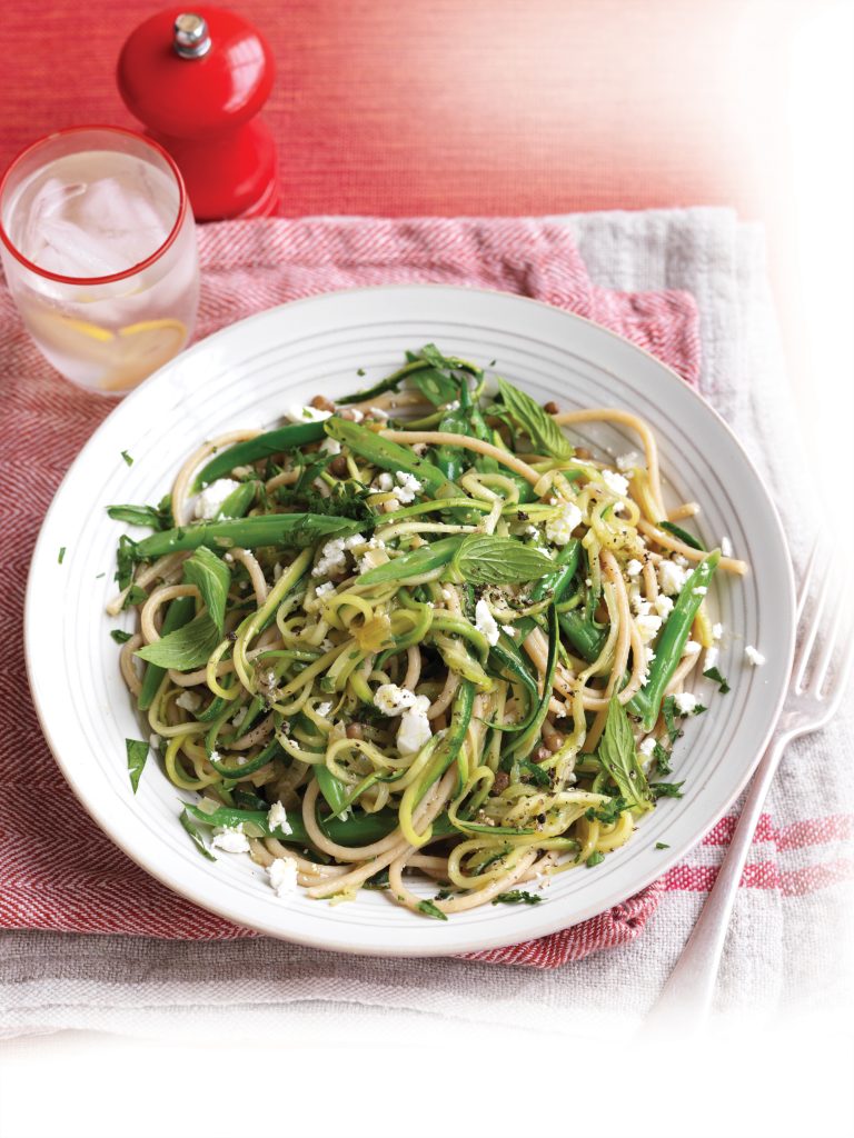 Courgette, lentil, feta and mint spaghetti Courgette, lentil, feta and mint spaghetti