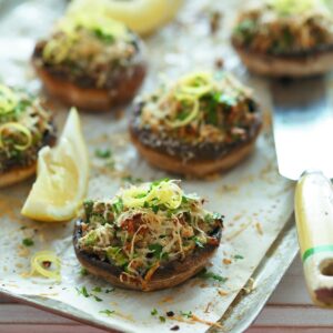 Crab and lemon-stuffed mushrooms