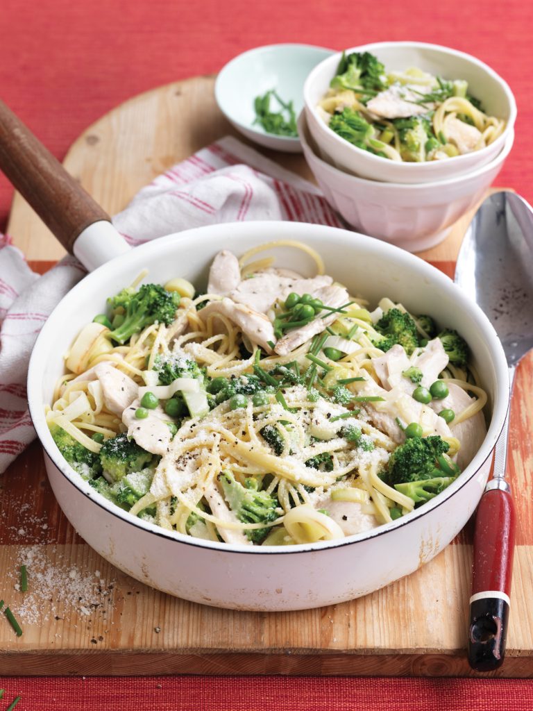 Creamy chicken, leek and pea pasta Creamy chicken, leek and pea pasta