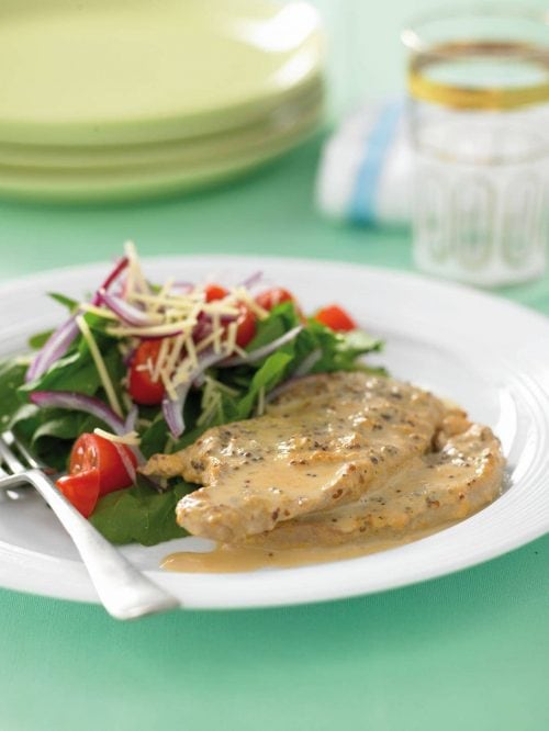 Creamy mustard pork steaks