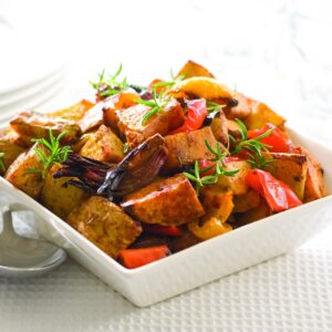 Cubed roasted vegetables