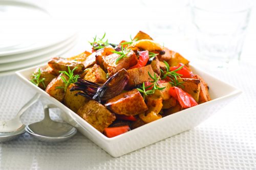 Cubed roasted vegetables