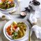 Curried vege fritters with cucumber and carrot salad and chilli yoghurt