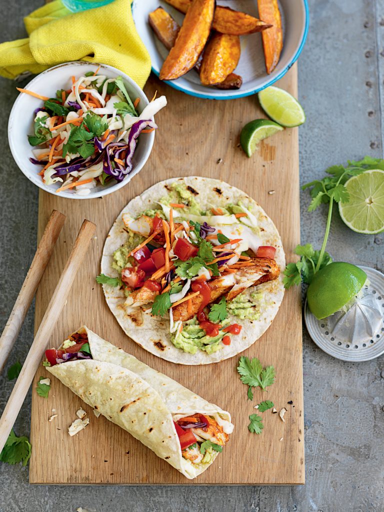 Fish tacos with cabbage and coriander salad Fish tacos with cabbage and coriander salad