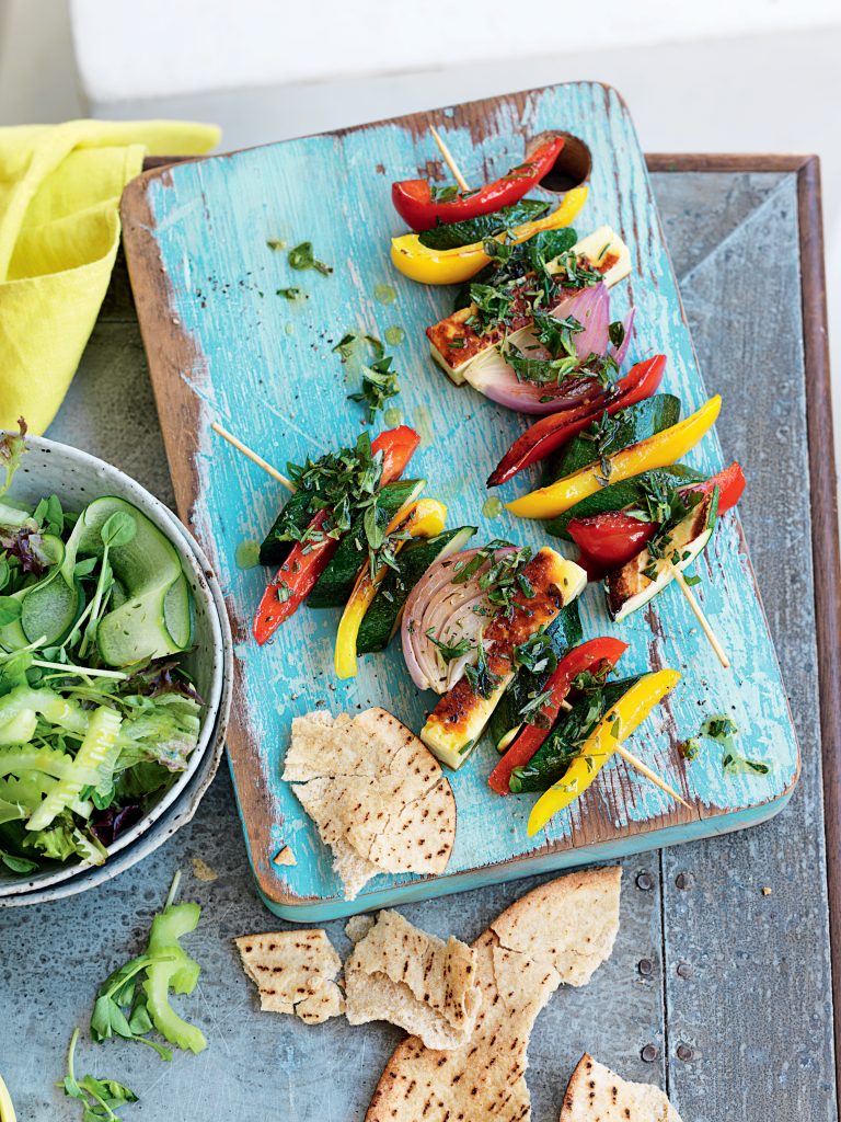 Haloumi, courgette and capsicum kebabs Haloumi, courgette and capsicum kebabs