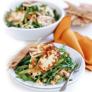 Haloumi, rocket and chickpea salad