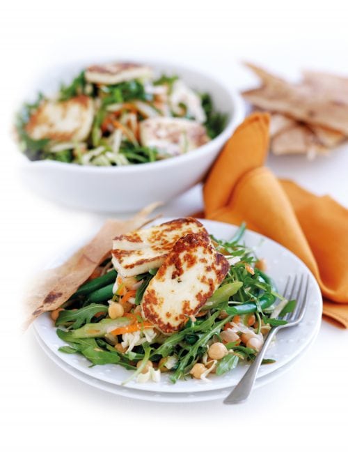 Haloumi, rocket and chickpea salad