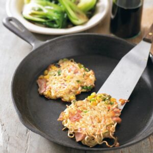 Ham and noodle fritters