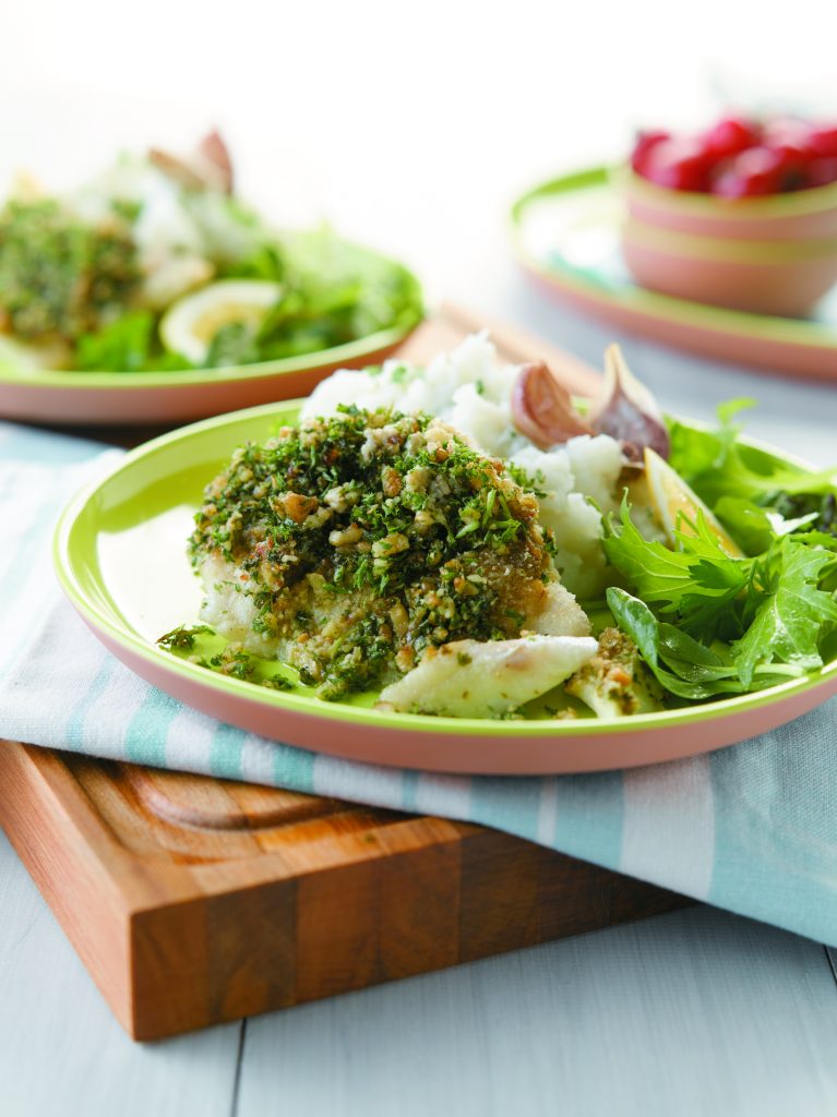 Herb-coated hoki Herb-coated hoki