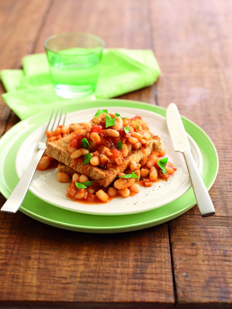 Homemade baked beans and ham on toast Homemade baked beans and ham on toast