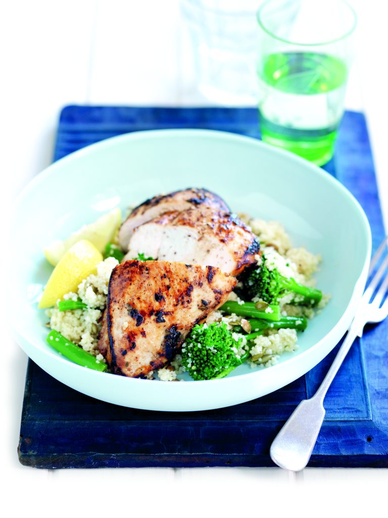 Honey and thyme roasted chicken with couscous Honey and thyme roasted chicken with couscous
