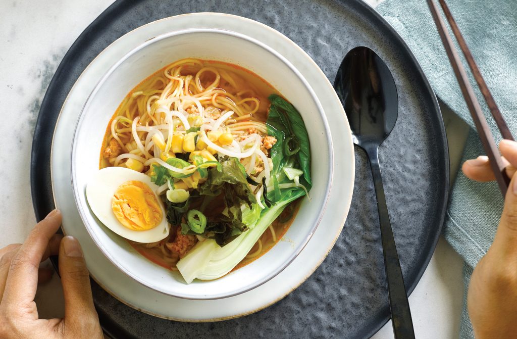 Hot miso ramen soup Hot miso ramen soup
