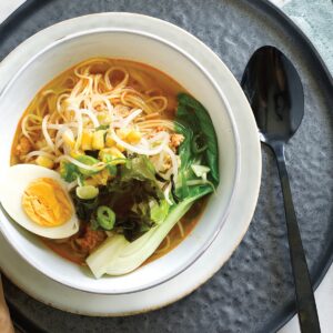 Hot miso ramen soup
