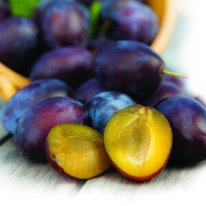 In season early summer: Yellow-fleshed plums