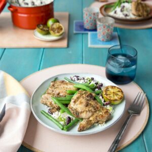 Jerk chicken on rice and beans