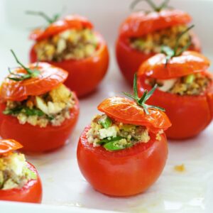 Lamb, feta and couscous-stuffed tomatoes