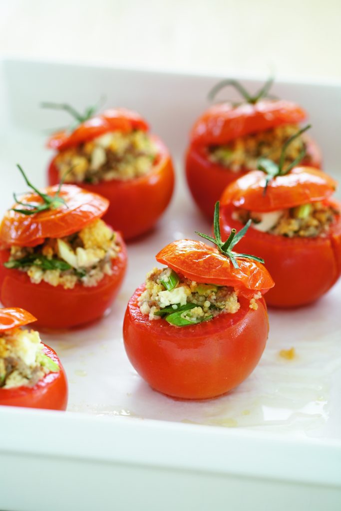 Lamb, feta and couscous-stuffed tomatoes Lamb, feta and couscous-stuffed tomatoes