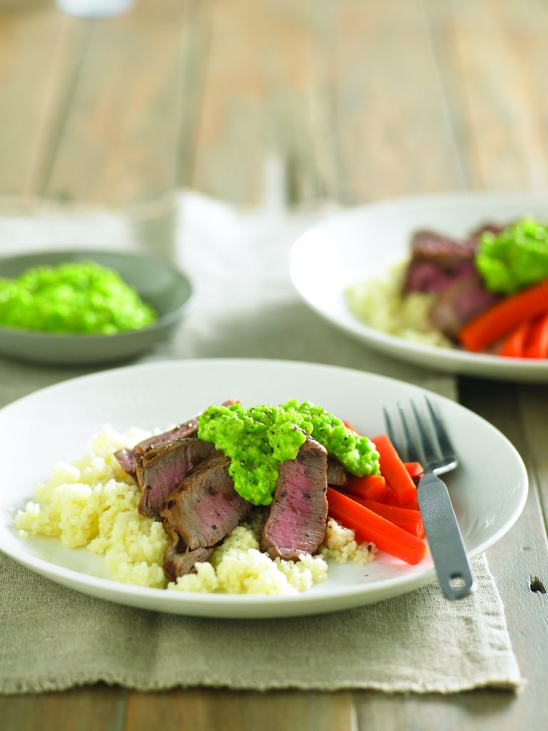 Lamb steak with pea hummus Lamb steak with pea hummus