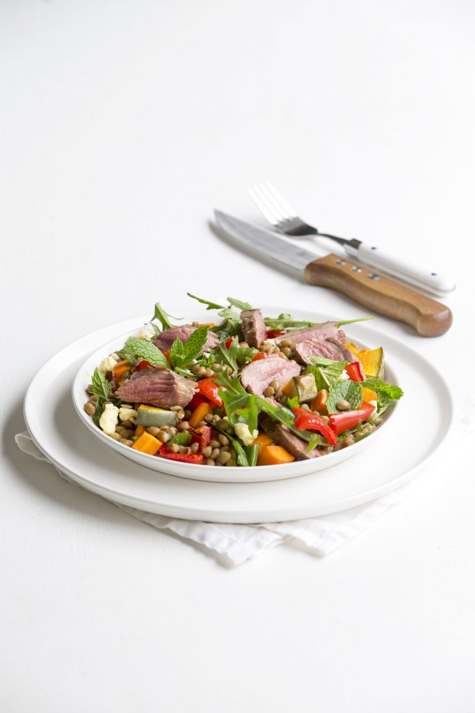 Lamb with lentil and mint salad Lamb with lentil and mint salad