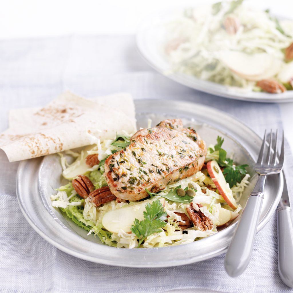 Lemon and thyme pork with cabbage salad Lemon and thyme pork with cabbage salad