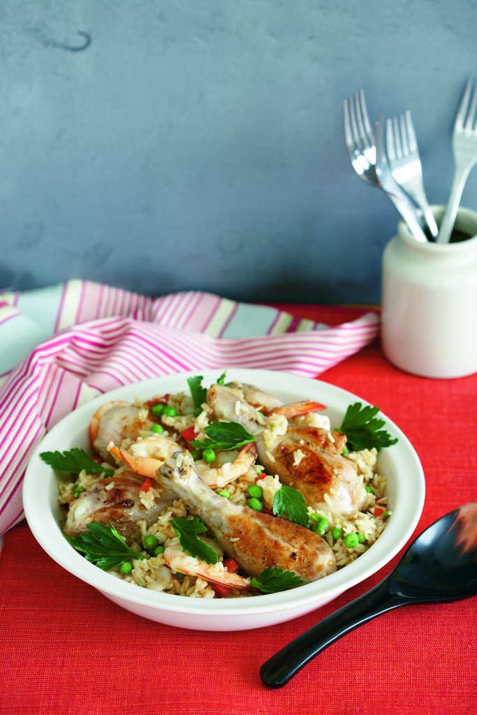 Mexican rice with chicken and prawns Mexican rice with chicken and prawns