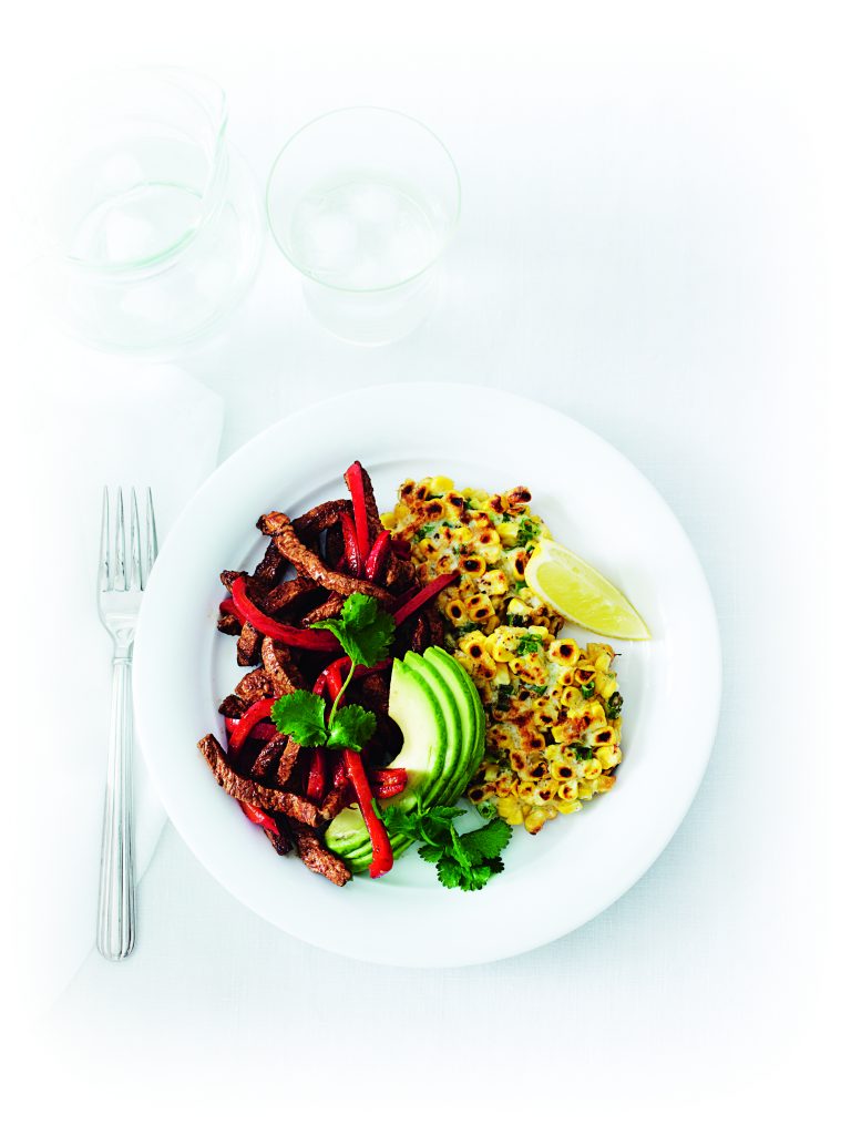 Mexican spicy beef with corn fritters Mexican spicy beef with corn fritters