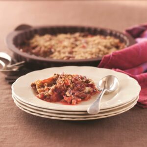 Microwave rhubarb and orange crumble