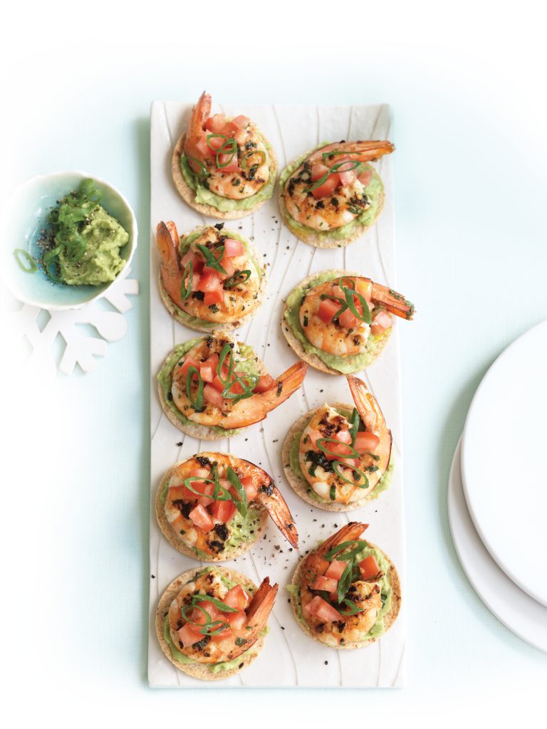 Mini prawn tortillas with smashed avocado and salsa Mini prawn tortillas with smashed avocado and salsa