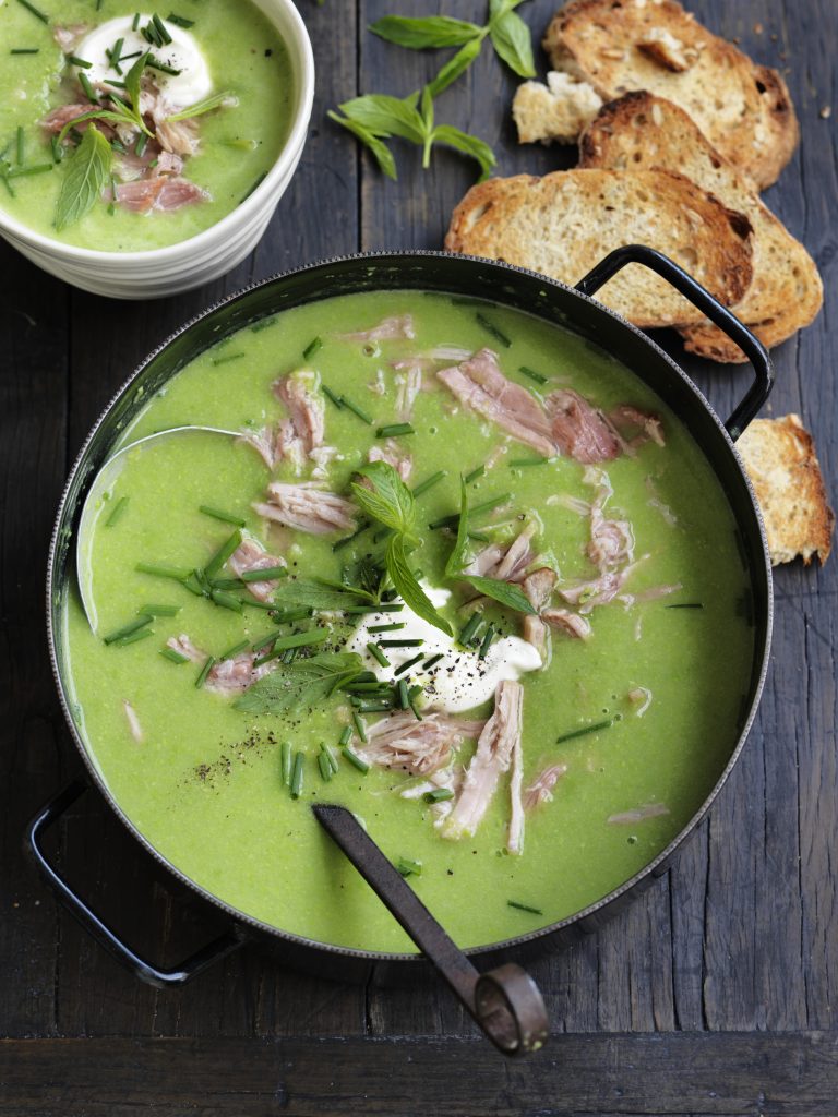Minted pea soup with ham Minted pea soup with ham