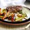 Miso beef with parmesan vege chips, Brussels slaw and creamy mustard