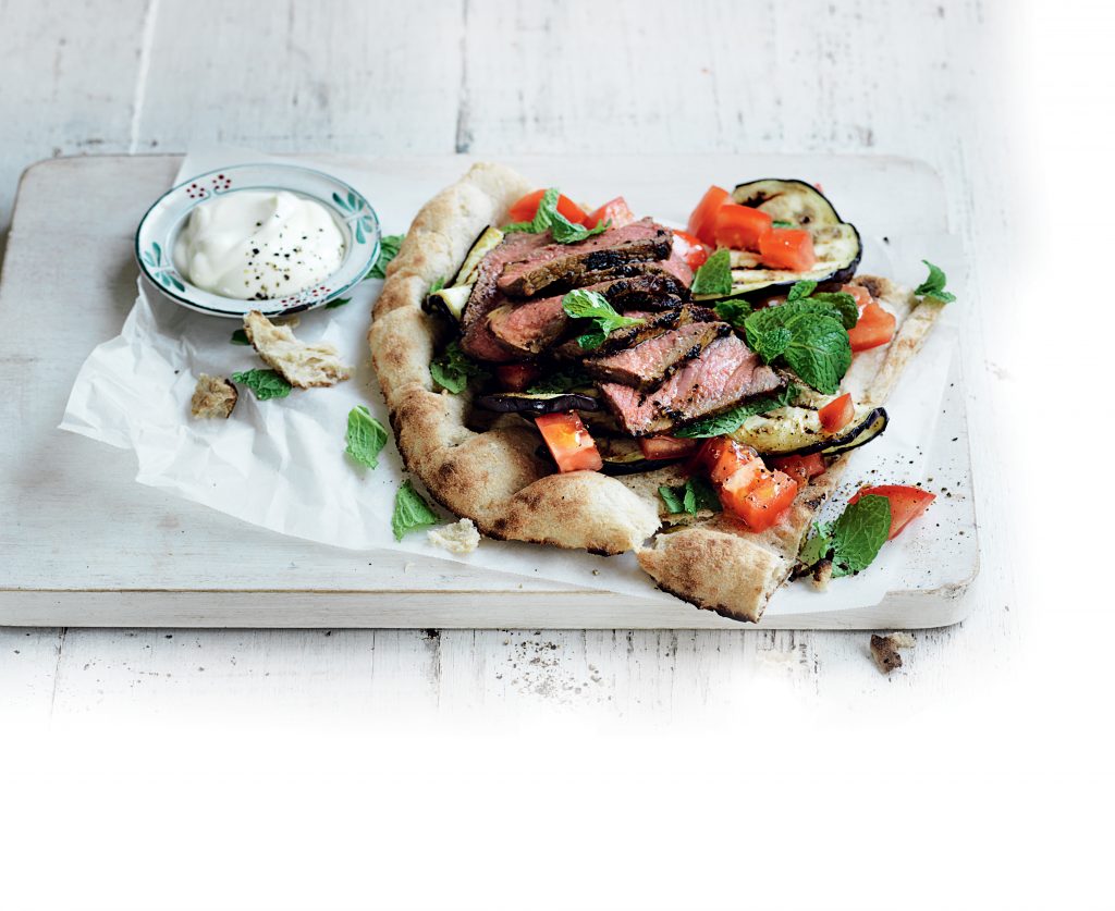 Moroccan-spiced steak with eggplant and tomato salad Moroccan-spiced steak with eggplant and tomato salad