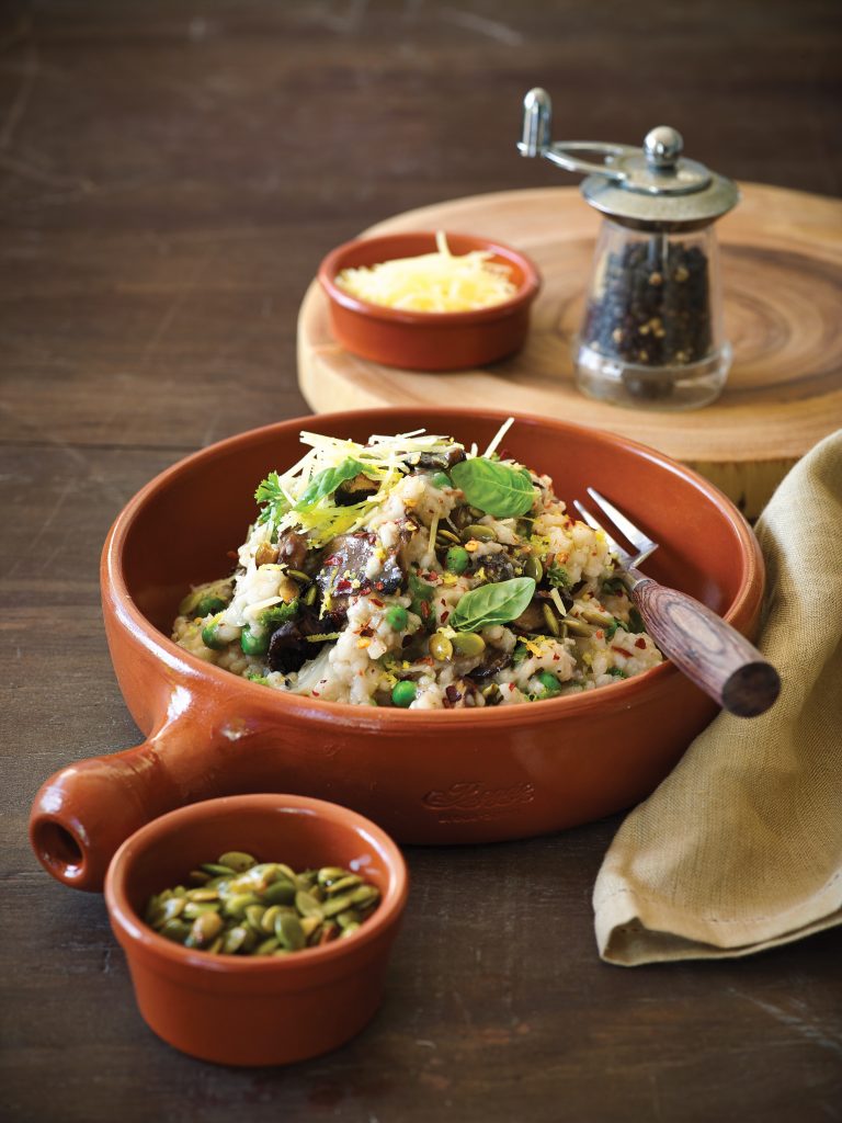 Mushroom and pea risotto Mushroom and pea risotto