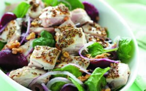 Mustard chicken and spinach salad