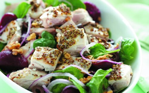Mustard chicken and spinach salad