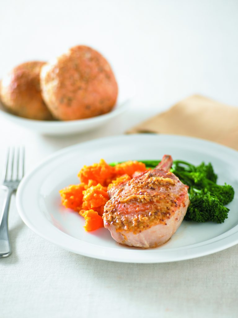 Orange and ginger pork with kumara mash