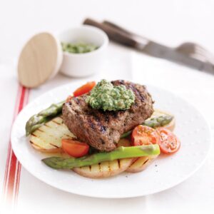 Oregano-rubbed steaks with salsa verde