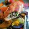 Pan-fried chicken with orange-roasted vegetables