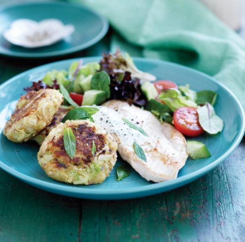 Pan-fried chicken with parsnip bubble 'n' squeak